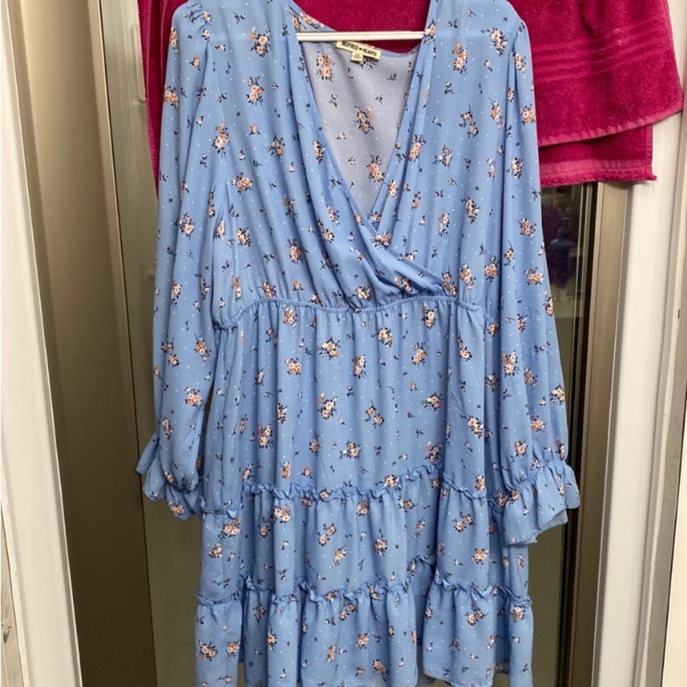 NWOT Inspired Hearts Blue Flower Dress